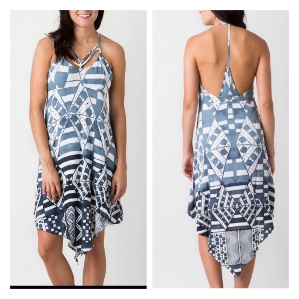 blue ombre backless dress